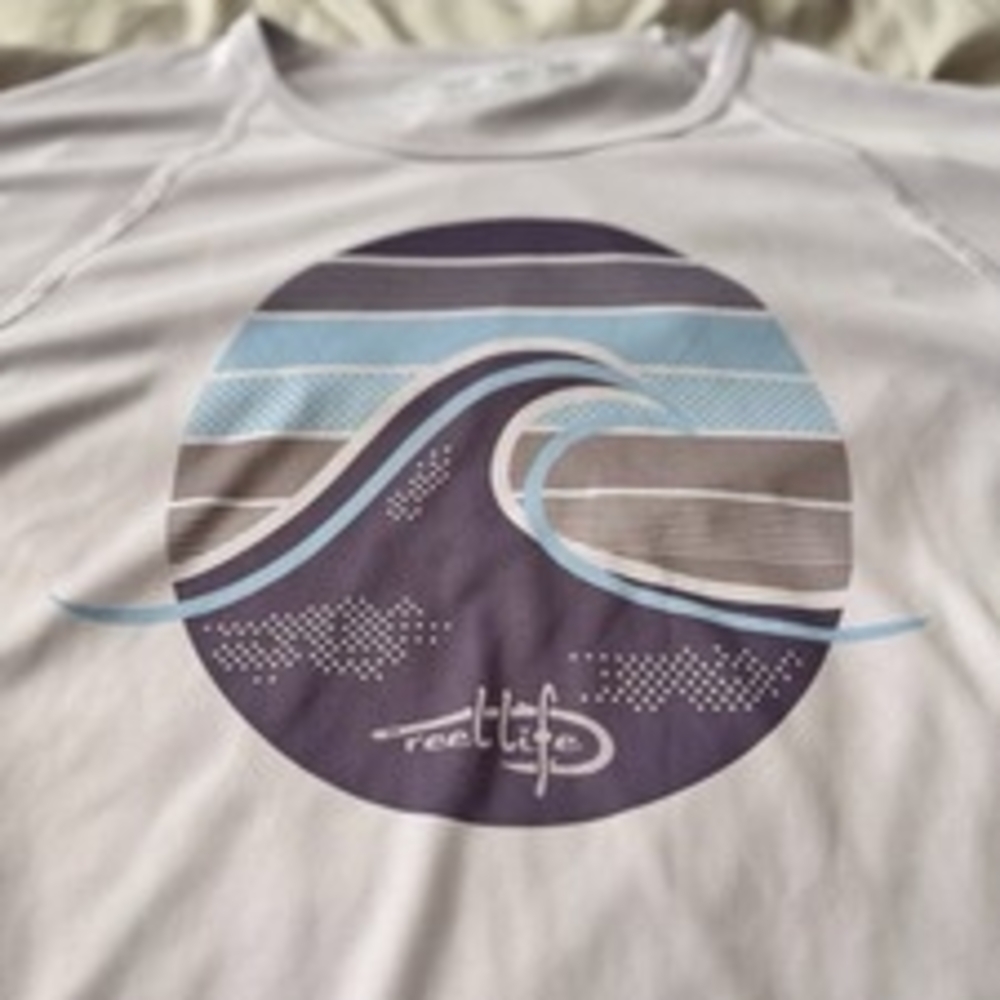 White Tee with Wave Graphic